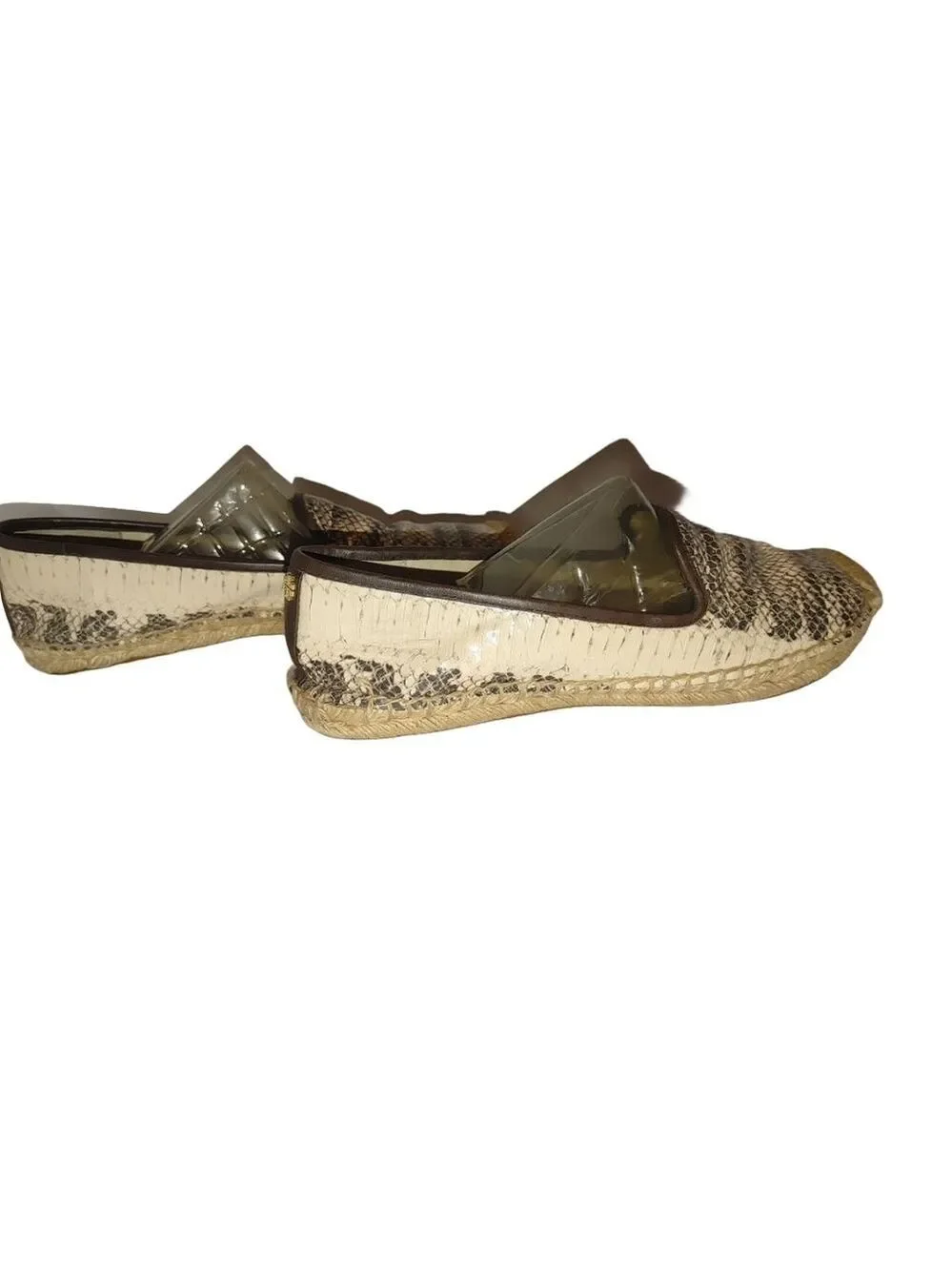 Tory Burch Ines Platform Espadrille Snakeskin Leather Size 10M